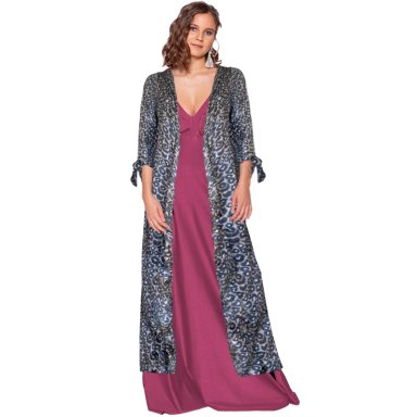 TAPADO KIMONO REGULAR FIT MUJER MARIA PASKARO GRIS VERONA ANIMAL BRILLANTE TERCIOPELO - 1