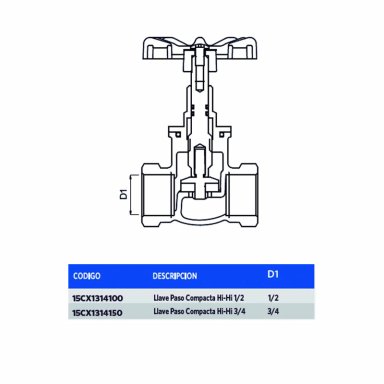 LLAVE PASO COMPACTA HI-HI 3/4 - 2