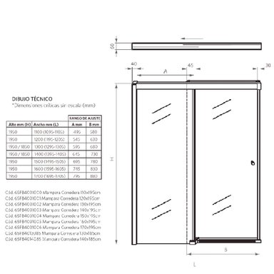 MAMPARA CORREDERA STRETTO HERA 160 X 185 CM - 4