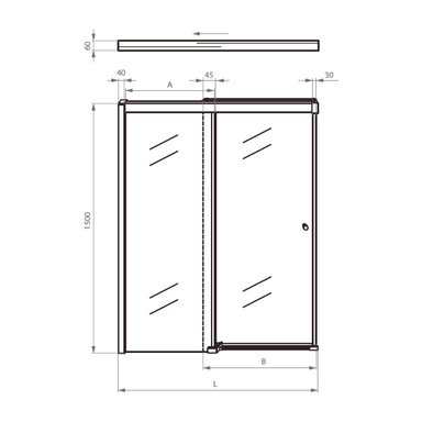 MAMPARA STRETTO DE TINA CORREDERA 140 X 150 CM - 3