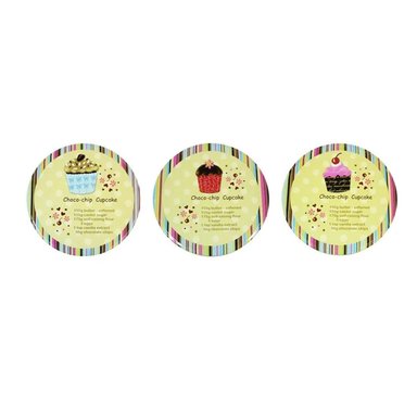 SET DE 3 CANISTER REDONDOS DE METAL DISEÑO CUPCAKES - 3