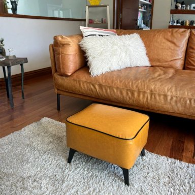 TABURETE REPOSAPIE S OTOMANO RECTANGULAR ECO CUERO CARAMELO - 5
