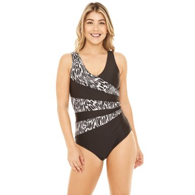 TRAJE DE BAÑO ENTERO MUJER CONTROL H2O WEAR NEGRO PIZARRA - NEGRO - M - 1