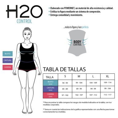TRAJE DE BAÑO ENTERO MUJER CONTROL H2O WEAR NEGRO PIZARRA - NEGRO - M - 4