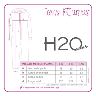 PIJAMA NIÑA H2O WEAR GRIS TEENS POLAR ENTERO - 3
