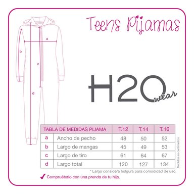 PIJAMA TEENS NIÑA POLAR ENTERO H2O WEAR CELESTE - 3
