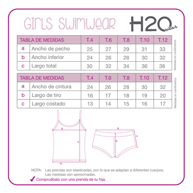 TRAJE DE BAÑO NIÑA H2O WEAR TURQUESA TANKINI UV30+ SUBLIMADO PARA - 3