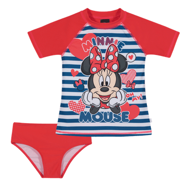TRAJE DE BAÑO NIÑA DISNEY ROJO SET UV UV50+ MINNIE M/CORTA - 1