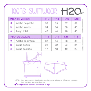 TRAJE DE BAÑO NIÑA H2O WEAR TEENS TANKINI UV30+ HOMBRO - 3