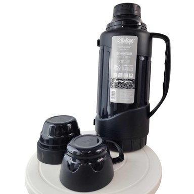 TERMO KEEP 1.8 LITROS OUTDOOR RESISTENTE CAFE TE BEBIDAS NEGRO - 5
