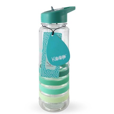 BOTELLA KEEP BANDAS COLORES 750ML AGUA BEBIDAS TURQUESA - 4