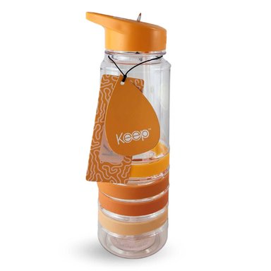 BOTELLA KEEP BANDAS COLORES 750ML AGUA BEBIDAS NARANJA - 4