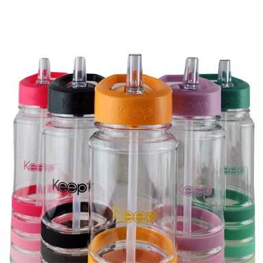 BOTELLA KEEP BANDAS COLORES 750ML AGUA BEBIDAS NARANJA - 9
