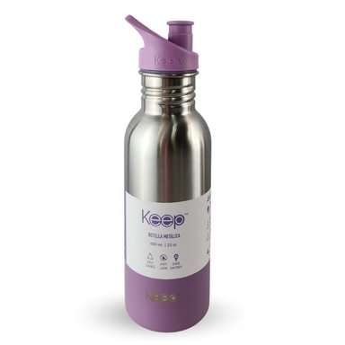 BOTELLA METALICA KEEP 600ML BEBIDAS DEPORTE LILA - 1