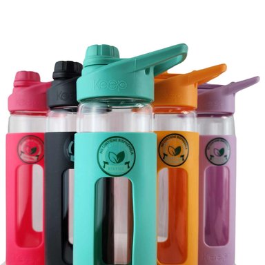BOTELLA KEEP 470ML VIDRIO PROTECTOR AGUA DEPORTES OUTDOOR TURQUESA - 7