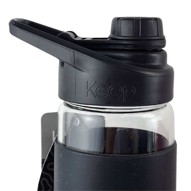 BOTELLA KEEP 470ML VIDRIO PROTECTOR AGUA DEPORTES OUTDOOR NEGRO - 5