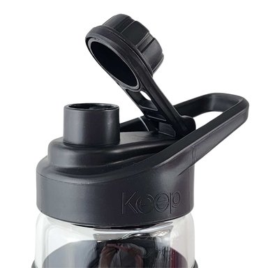 BOTELLA KEEP 470ML VIDRIO PROTECTOR AGUA DEPORTES OUTDOOR NEGRO - 7