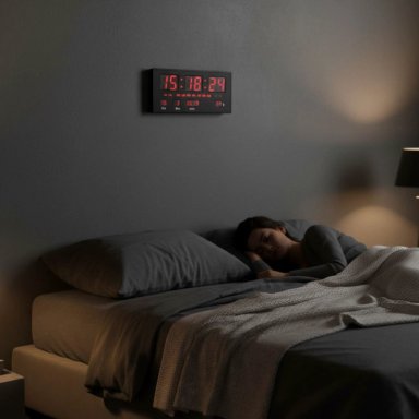 RELOJ DIGITAL PARED LUZ LED HORA FECHA TEMPERATURA 36X15CM - 3