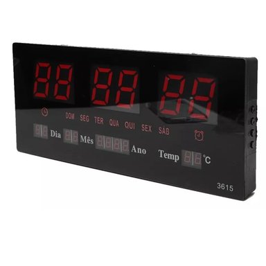 RELOJ DIGITAL PARED LUZ LED HORA FECHA TEMPERATURA 36X15CM - 6
