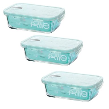 PACK 3 CONTENEDORES HERMETICO VIDRIO RECTANGULAR 420ML ALLEGRA - 1