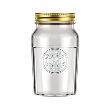FRASCO AMERICANO VINTAGE NADIR VIDRIO 1 LITRO TAPA DORADA COCINA - 1