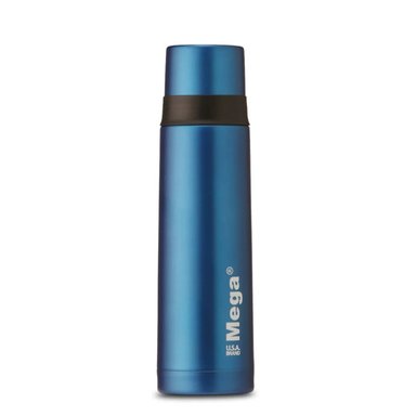 TERMO MEGA SLIM IV 470ML ACERO INOXIDABLE METALICO TE EN COLOR CAFE AZUL - 2