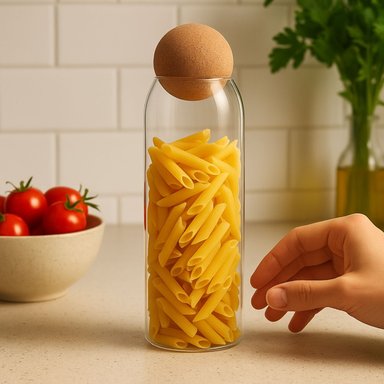 BOTELLA FRASCO CONTENEDOR 1500ML VIDRIO 25CM CON TAPA CORCHO - 3