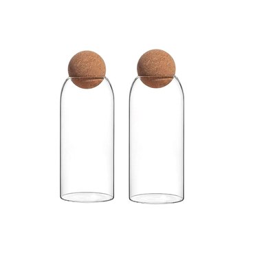 SET 2 BOTELLAS FRASCOS CONTENEDOR 1200ML VIDRIO 20CM CORCHO - 1