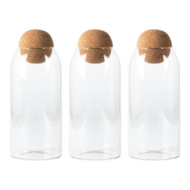 SET 3 BOTELLAS FRASCOS CONTENEDOR 570ML VIDRIO 10CM TAPA - 2