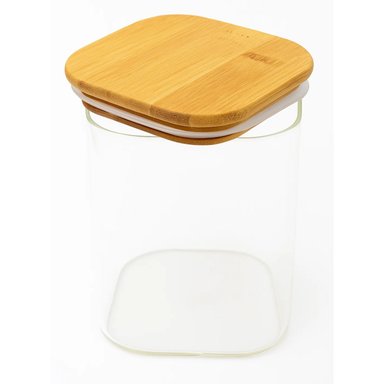 FRASCO HERMETICO CUADRADO 1100ML VIDRIO 12CM CON TAPA BAMBÚ - 2