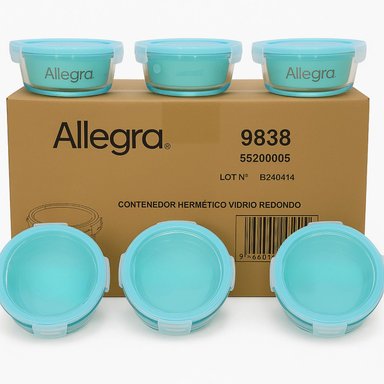 SET 24 CONTENEDORES HERMETICO VIDRIO REDONDO 720ML ALLEGRA - 1