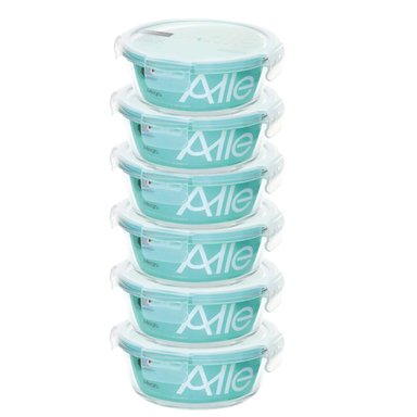 SET 6 CONTENEDORES HERMETICO VIDRIO REDONDO 370ML ALLEGRA - 1
