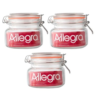 SET 3 FRASCOS VIDRIO CON TAPA HERMETICA DE 500ML ALLEGRA - 1