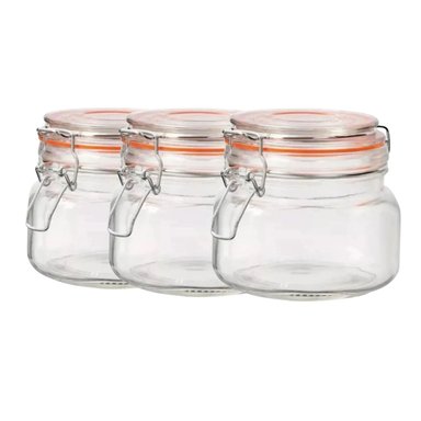 SET 3 FRASCOS VIDRIO CON TAPA HERMETICA DE 500ML ALLEGRA - 2