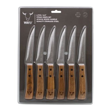 JUEGO CUCHILLOS PRM 6PCS WAYU 14CM ASADO BBQ COCINA - 6