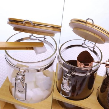 SET 3 FRASCOS TARRO HERMETICO VIDRIO 480ML CON TAPA DE BAMBU - 4