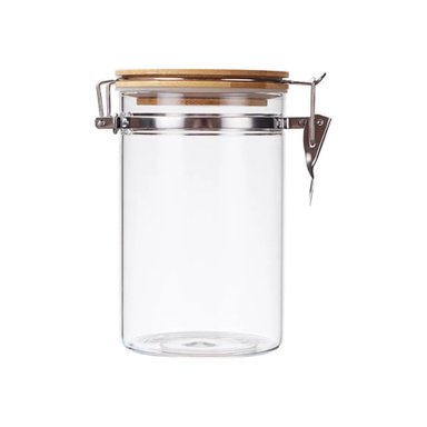 FRASCO TARRO HERMETICO DE VIDRIO 480ML CON TAPA DE BAMBU - 1