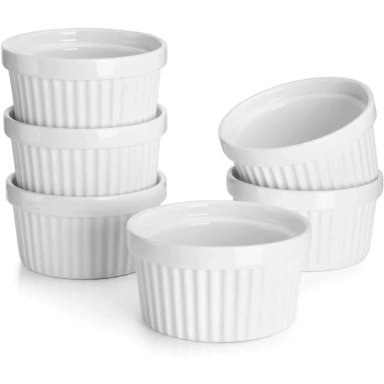 SET 6 POCILLOS RAMEKIN CERAMICA BLANCO 8CM COCINA HORNO - 1