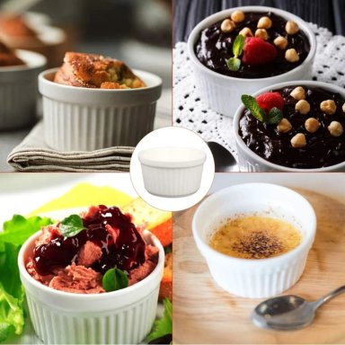 SET 6 POCILLOS RAMEKIN CERAMICA BLANCO 8CM COCINA HORNO - 2
