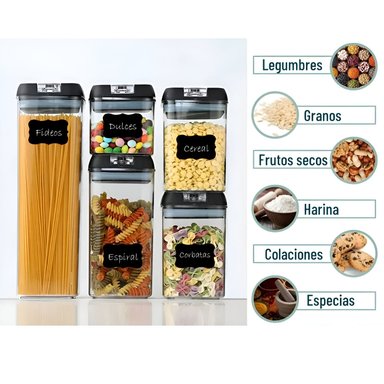 SET 7 CONTENEDORES COCINA DESPENSA PARA ALIMENTOS ALTA CALIDAD - 3