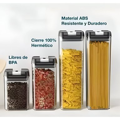 SET 7 CONTENEDORES COCINA DESPENSA PARA ALIMENTOS ALTA CALIDAD - 4
