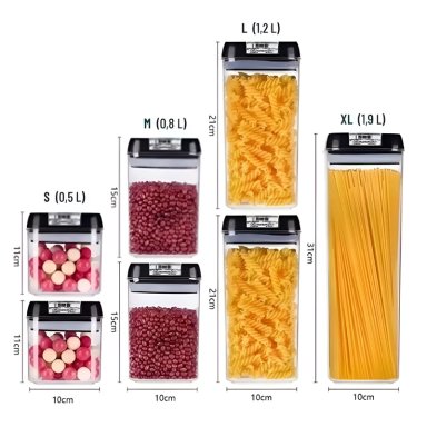 SET 7 CONTENEDORES COCINA DESPENSA PARA ALIMENTOS ALTA CALIDAD - 6