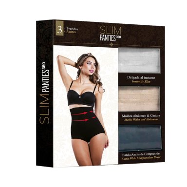 SLIM PANTIES REDUCTOR EFECTO PUSHUP 3 UND. ESTILIZAN MODELAN ABDOMEN Y CINTURA (BLANCO+BEIGE+NG) - 1