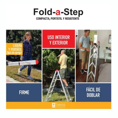 ESCALERA PORTATIL SWISS TRADING CO FOLD A STEP COMPACTA 4 PELDAÑOS - 7
