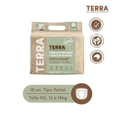 PAÑALES TERRA BIODEGRADABLES 16 UND TALLA XG - 1