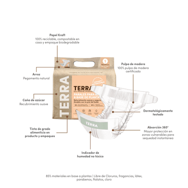 PAÑALES TERRA BIODEGRADABLES 16 UND TALLA XG - 3