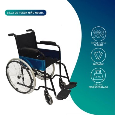 SILLA GLOMED SRN012 RUEDAS PEDIATRICA NIÑO NEGRA - 3