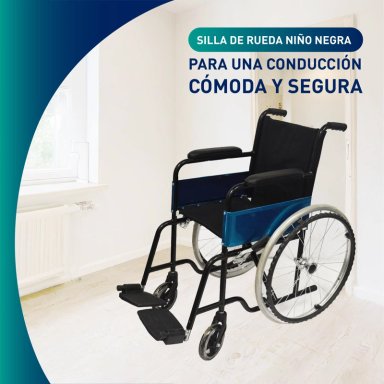SILLA GLOMED SRN012 RUEDAS PEDIATRICA NIÑO NEGRA - 4