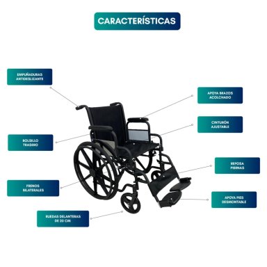 SILLA DE RUEDAS ESTANDAR PLUS DESMONTABLE ABATIBLE - 3