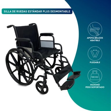 SILLA DE RUEDAS ESTANDAR PLUS DESMONTABLE ABATIBLE - 4